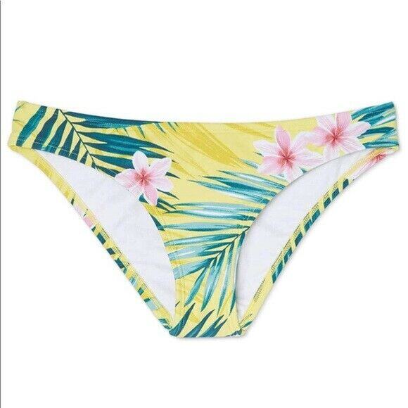 Kona Sol Yellow Tropical Print Bikini Bottom S NWT - Picture 1 of 3